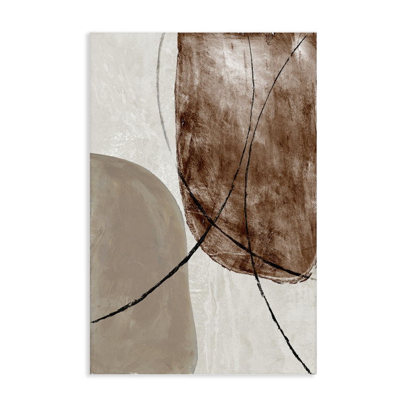 Taupe et toile abstraite brune, design par Merri Pattinian, H 36 po x l 24 po