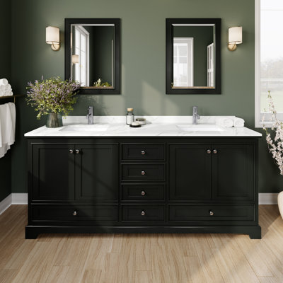 Meuble-lavabo double autoportant Deborah avec plateau en quartz