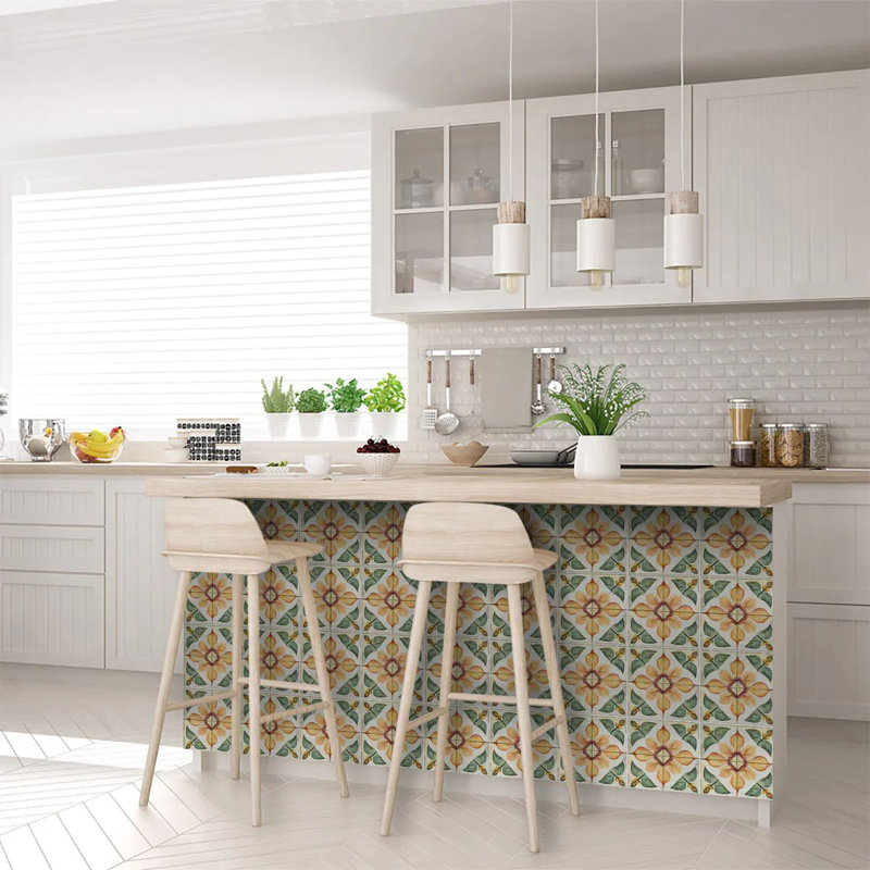 Carreau de mosaïque floral en vinyle 12 po x 12 po