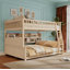 Lit double superposé au-dessus de grand lit double avec tablettes intégrées, lumières à changement de couleur et panneau perforé, beige-258880214-258880170