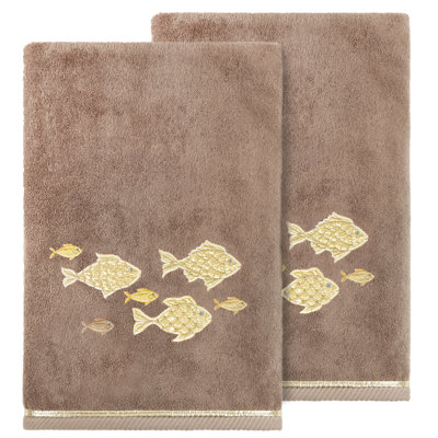 FIGI 2PC Embellished Bath Towel Set Midweight Bath Towel