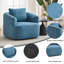 Fauteuil rembourré rond pivotant à 360 ° avec un oreiller moelleux, canapé en éponge à haute résilience en molleton Teddy, sans assemblage pour le salon, la chambre à coucher, l’appartement, bleu