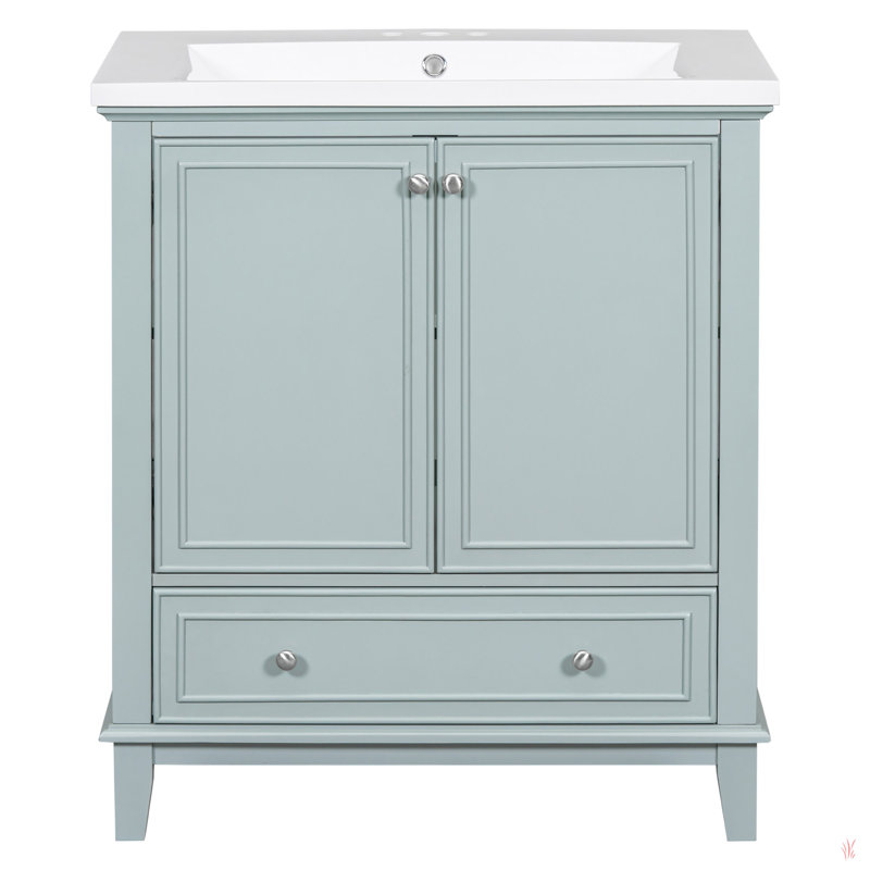 Ensemble de meuble-lavabo 30 po avec lavabo, armoire de salle de bain multifonctionnelle avec portes et tiroir, structure solide et panneau en MDF