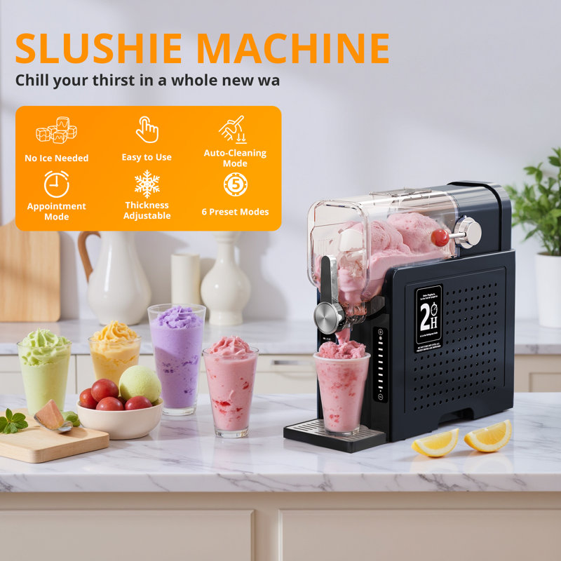 Slushie Machine, 15-Minute Slushy Machine(Fastest Results) For Home, Frozen Drink And Slushie Maker With 6 Preset Programs, 12-hours long-lasting cooling