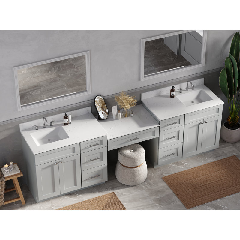 Meuble-lavabo double 108 po Disar, Gris