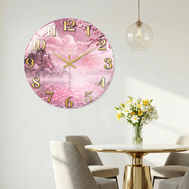 Horloge murale Cherry Blossom, 40 x 40 cm (15,7 x 15,7 pouces)