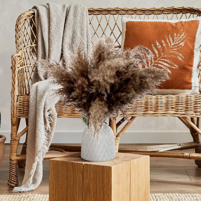 50 pièces Boho Decor, pelucheux herbe de Pompas, herbe de Pampas naturelle sèche petite, courte vampire pour chambre Boho, décoration de table basse