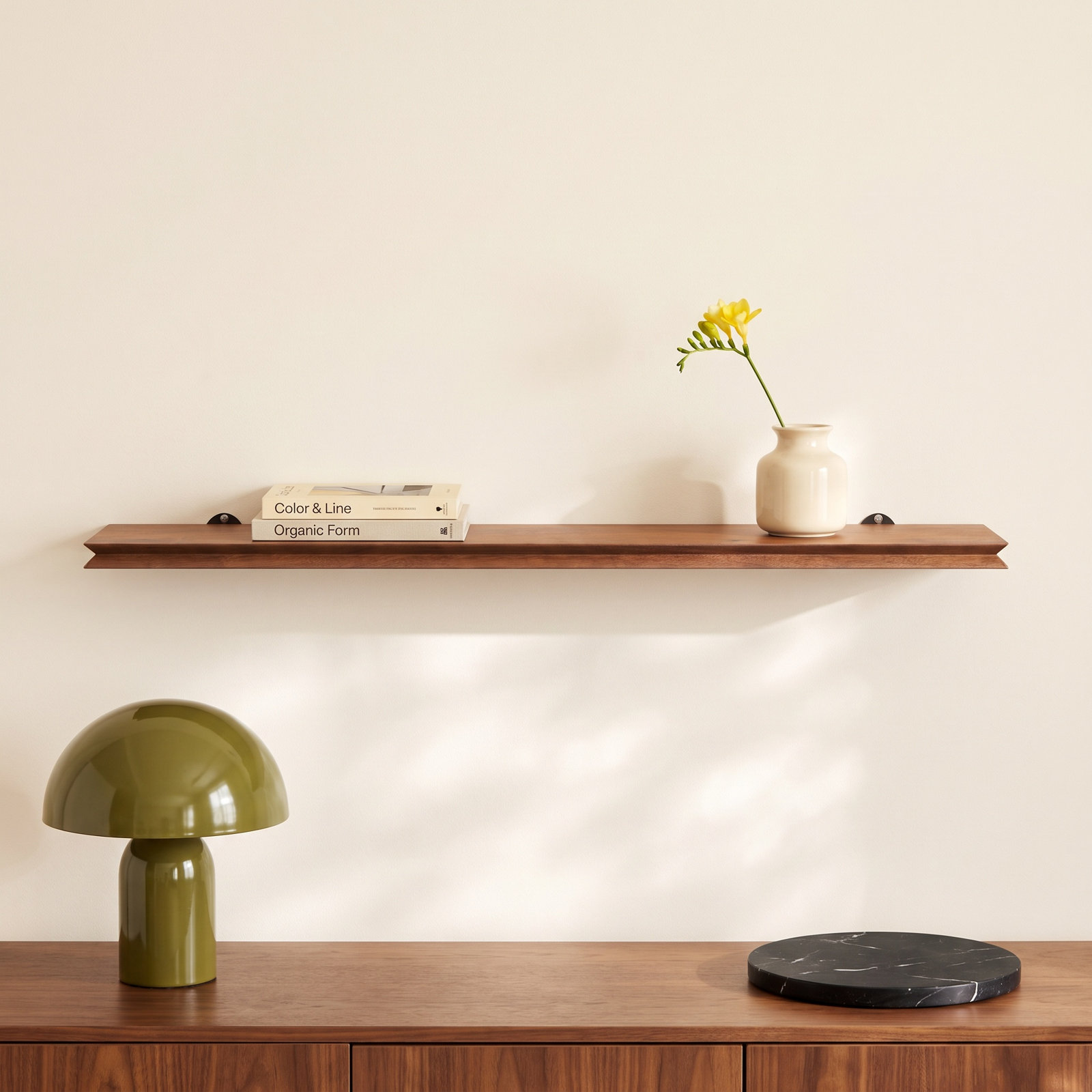 Irie Mango Wood Floating Shelf, 1'' H x 36'' W x 6'' D, Walnut