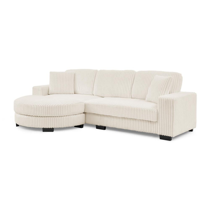 2 - Piece Upholstered Sectional, Beige Corduroy
