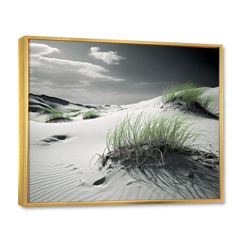 " Beach Dunes Grass II ", 12" H x 20" W x 1" D, Gold Floater Framed