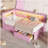 Upholstered Twin Size Platform Bed with USB Ports and LED Belt, With 2 Drawers, Pink-1675223513