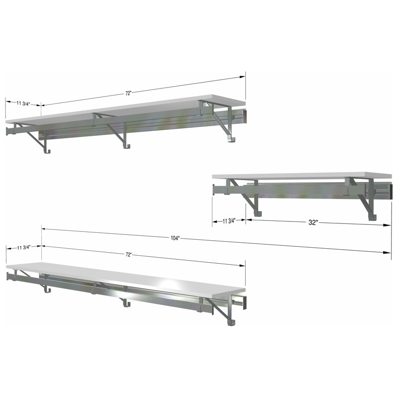 3-Piece Closet System: Double Shelf-Hang and 32" Long Hang, 8.75"H x 104"W x 12.25"D, White