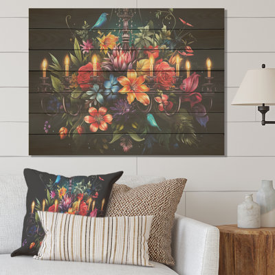 Bouquet de fleurs mixtes - fleurs sur bois