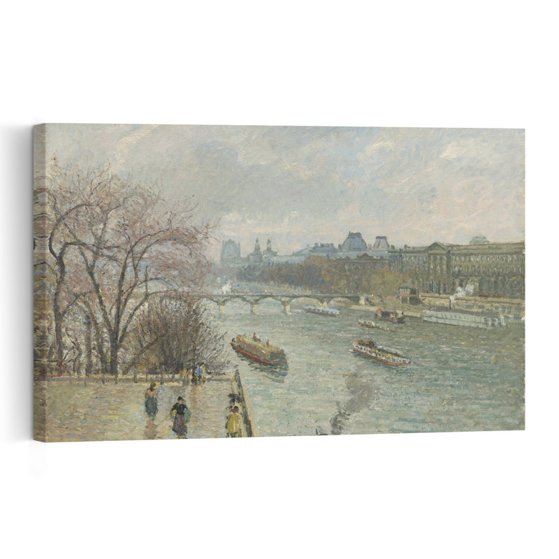 The Louvre, Afternoon, Rainy Weather, 1900 Impressionist Contemporary City Wall Art Print, 40.64cm H x 60.96cm W