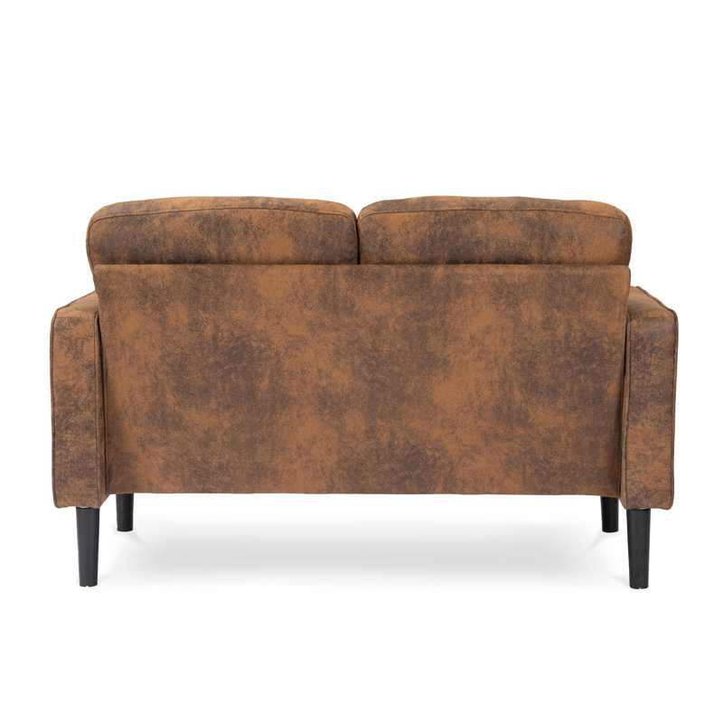 Baity Cushioned Loveseat Sofa, Microsuede Brown, 2