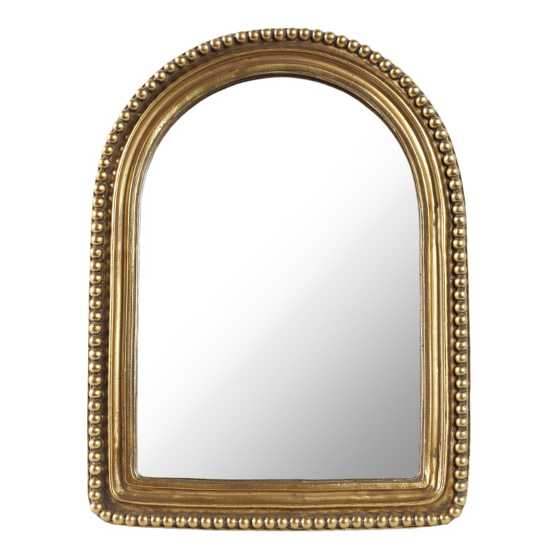 Miroir 5X7 "dans un cadre arqué perlé, doré