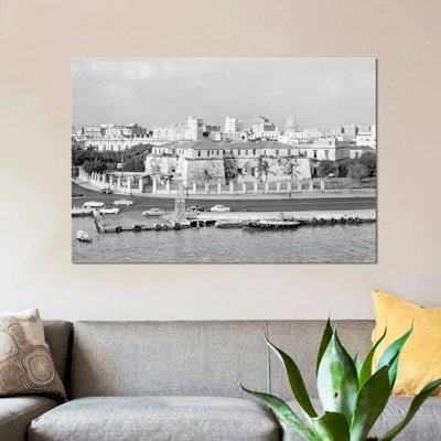 Reproduction de photo sur toile tendue, "années 1950 horizon view of castillo de la real fuerza en premier plan et capitol dôme à distance à la havane cuba" , reproduction de photo sur toile tendue