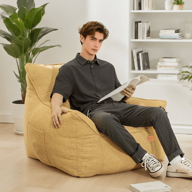 Boneless Bean Bag Chair With Filler, Big Bean Bag Sofa Chair With Tufted Soft Armrests & Side Pocket, Premium Large Lazy Sofa Comfy Chair For Adults & Teens, Livingroom, Bedroom, Dorm, Apartment
