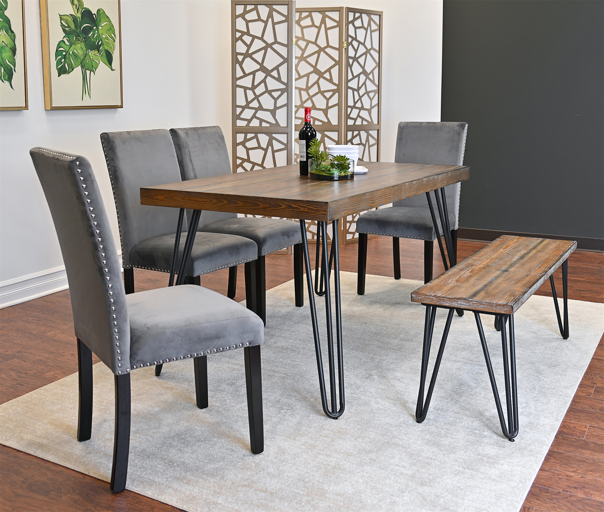 17 Stories 6-Piece Dining Set,dining set,kitchen table and chairs | Wayfair