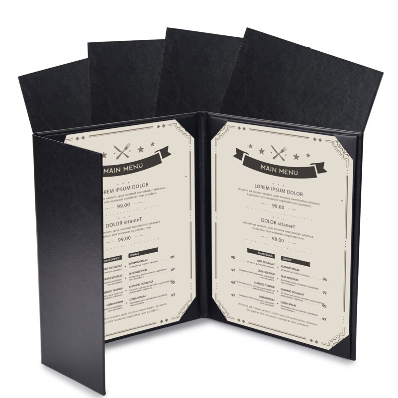 Couvertures de menu WeChef, 8,5 po x 11 po - livre et demi