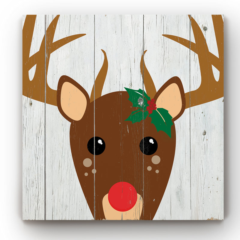 Holly Reindeer - impression sur toile tendue, H 32 po x l 32 po x P 1 po