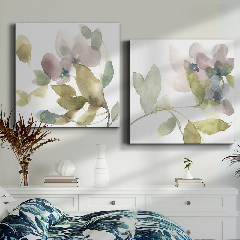Doux pétales et feuilles, toile tendue I-Premium Gallery - prête à être accrochée, H 40 po x l 40 po x P 1 po