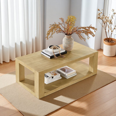 Modern Design 48 Inch Rectangular Coffee Table,2-Tier MDF Rectangle Coffee Table For Living Room