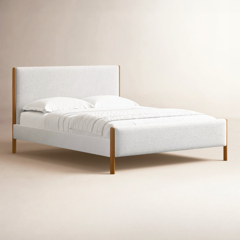 Lit plateforme tapissier Earley, Grand, Blanc