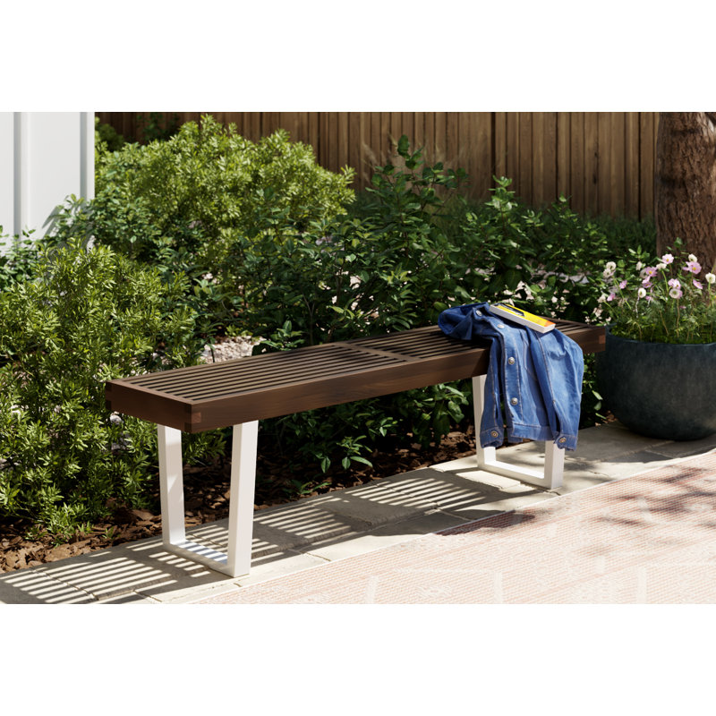 Banc de pique-nique en bois Yager, Brun / blanc