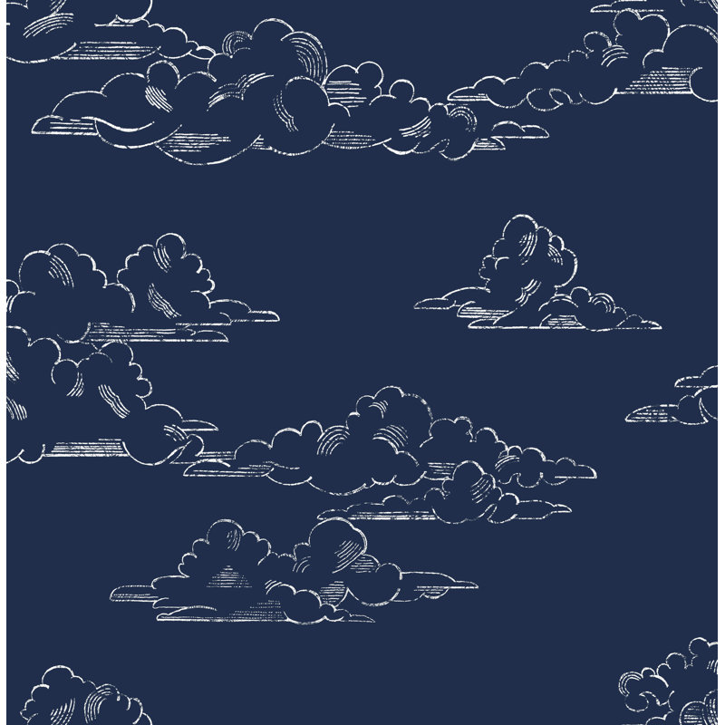 Superfresco Easy Vintage Clouds Wallpaper, Navy Blue