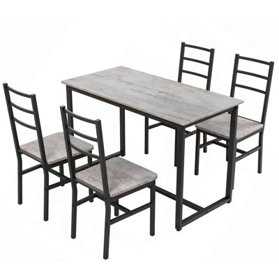 Dining Table Set for 4, 5 pieces Farmhouse Dinette Set with 4 chairs, Mid-Century Modern Dining Table and Chairs Set for Kitchen, Dining Room