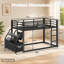 Lit superposé simple au-dessus de simple avec tablettes et tiroirs de rangement, lit superposé en métal avec lumières DEL pour les adolescents, pas besoin de sommier tapissier. Noir-1749658025