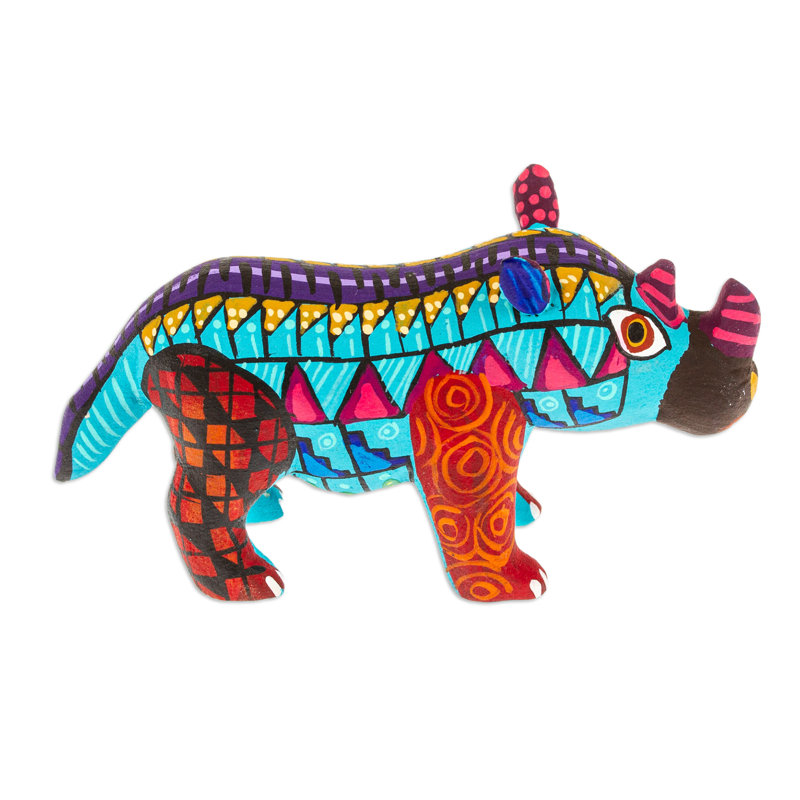Kuehnel aigue-marine rhinocéros Alebrije
