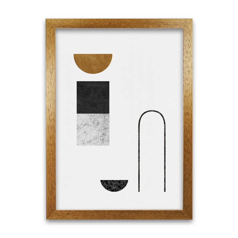 Orara Abstract Geometric IV - Print, 42cm H x 29cm W x 1cm D, Brown Framed