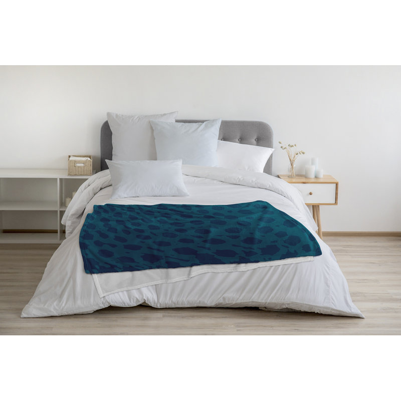 Couverture polaire à motif léopard, Bleu sarcelle, L 50 po x L 60 po