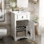 Meuble-lavabo de salle de bain avec lavabo en céramique et support de rangement fixé à la porte, idéal pour les petites salles de bain-105511605