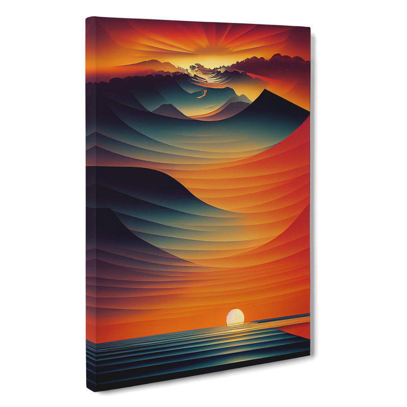 XV1022-3946X Showstopping Abstract Ocean Sunset - Print, Wrapped Canvas, 60cm H x 40cm W, No Matte