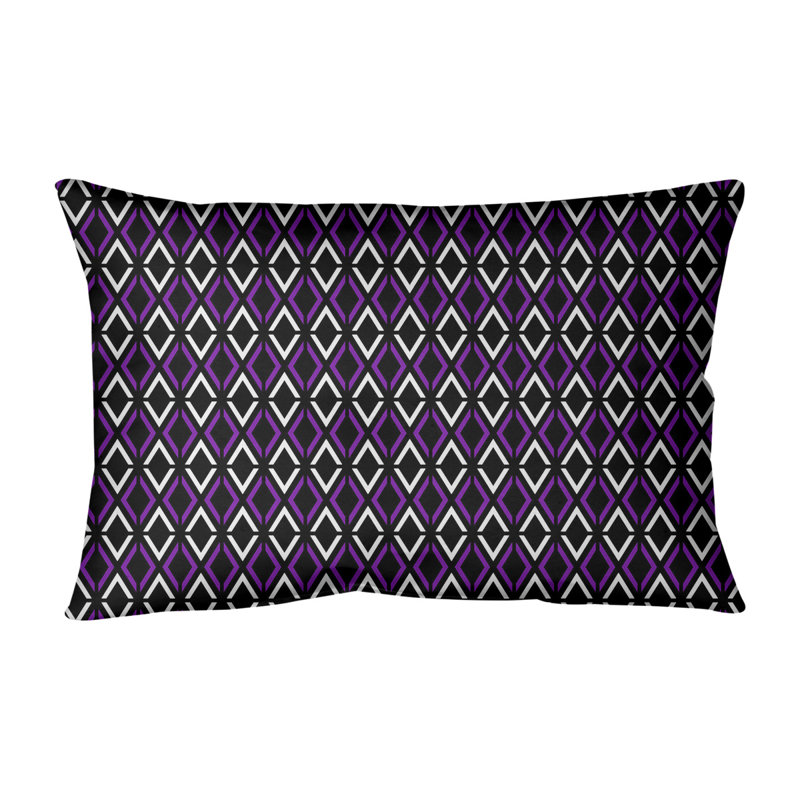 Coussin lombaire géométrique intérieur / extérieur Katelyn Elizabeth, Noir / mauve