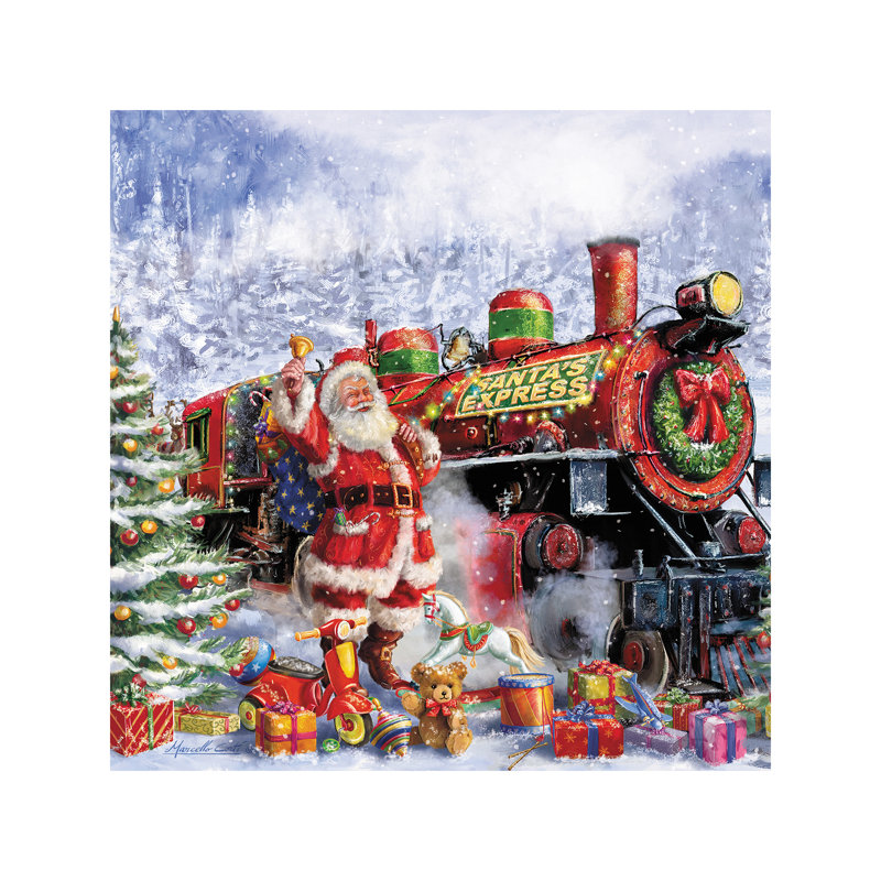 Santa And Red Train by Marcello Corti - Wrapped Canvas Print, 66.04 cm H x 66.04 cm W x 1.91 cm D