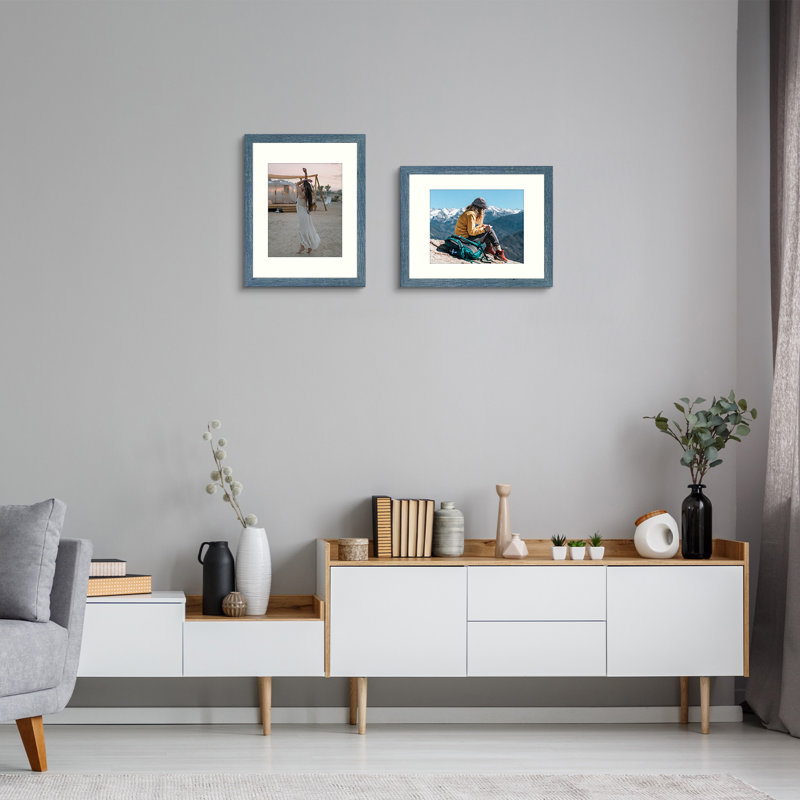 Cadre photo Dreketi, Bleu, 11 po x 14 po emmêlé à 8 po x 10 po