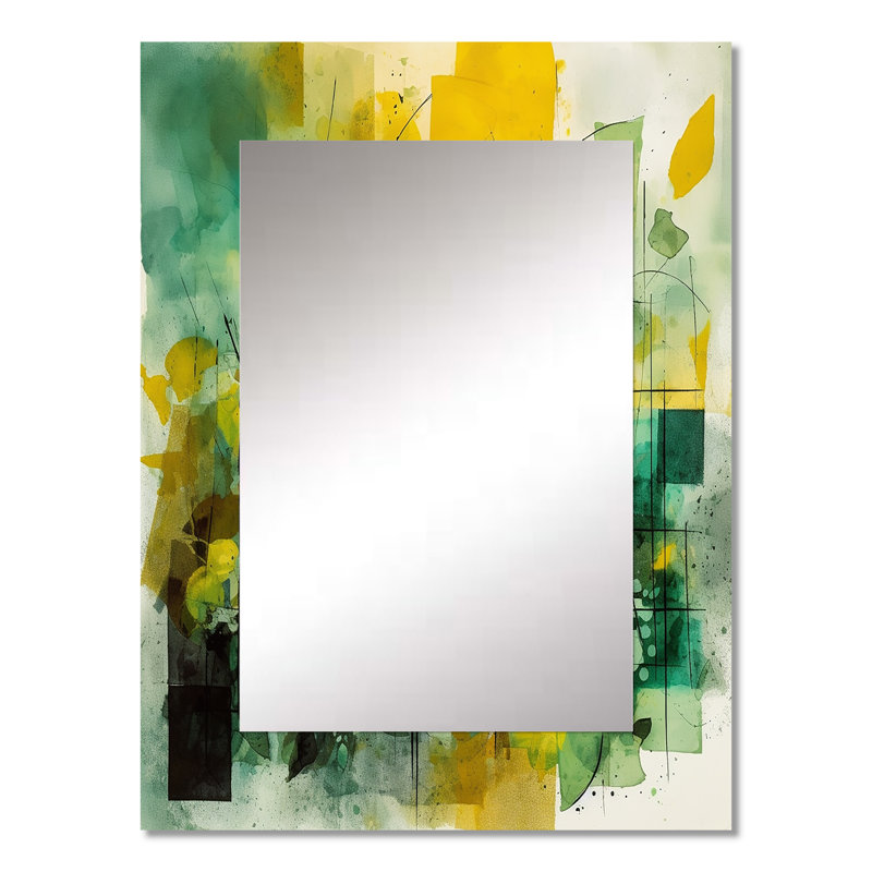 Green Balancing - grand miroir mural, peinture abstraite, reproduction d'art, 32 po x 24 po