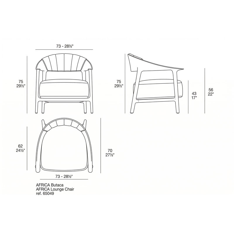 Fully Upholstered Africa Lounge Chair, Portonovo White