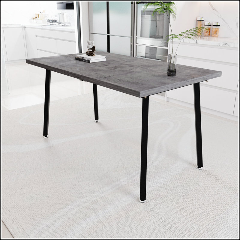 55,25 à 70,87 po, table de salle à manger moderne extensible en bois aggloméré pour 4 à 6 personnes, style industriel médiéval
