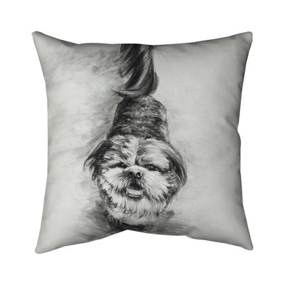 Happy dog sketch - 20"x20" Throw pillow - Poly twill - Print on demand