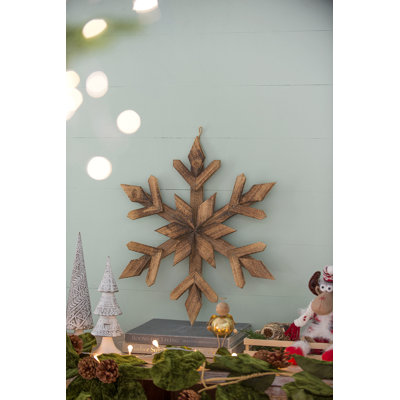Ornements en forme de grand flocon de neige en bois de sapin de 21,7 po x 21,7 po, décorations suspendues pour arbre de Noël, art mural, présentoir des Fêtes, ensemble de 2