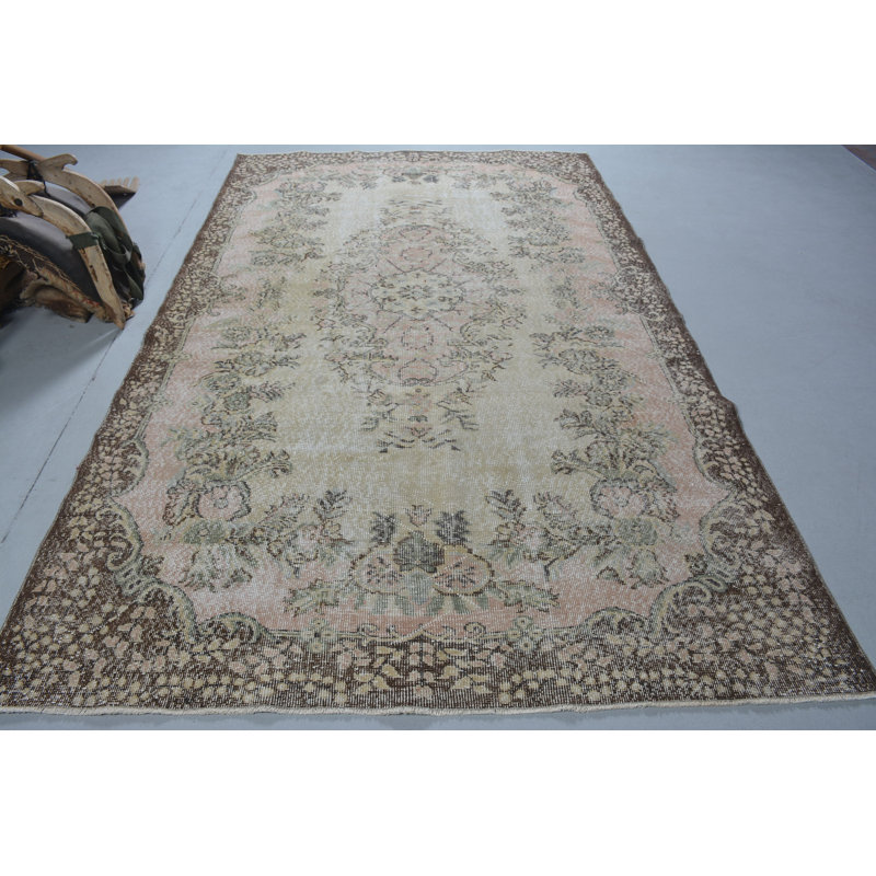 Tapis rétro, tapis 6,1 x 10 pi, tapis turc, tapis de cuisine, tapis marocain, tapis modernes beige