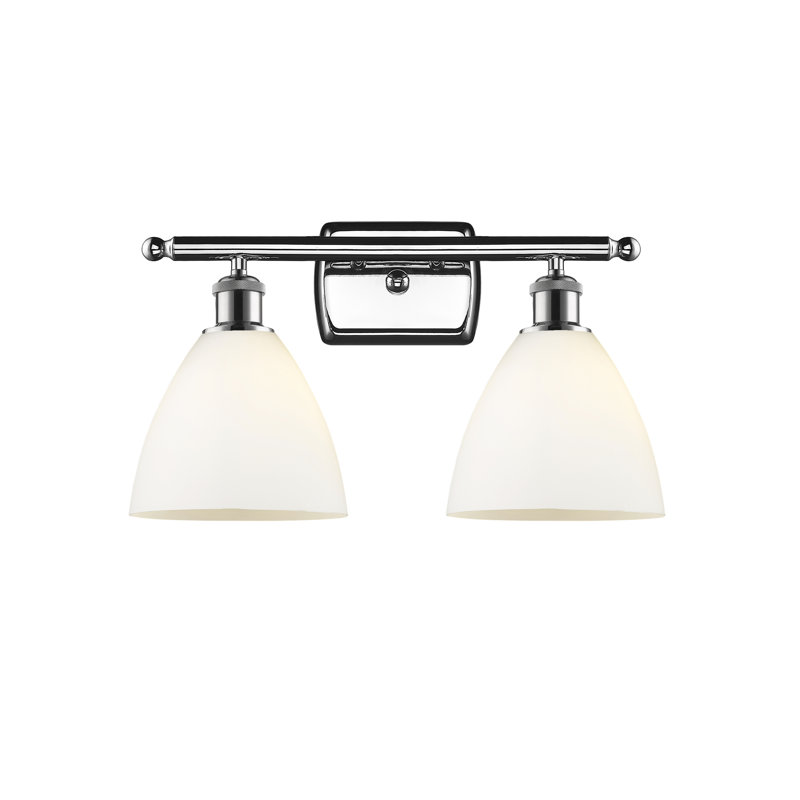 Éclairage pour meuble-lavabo 2 lumières Shauna, Blanc mat, Incandescent, Chrome poli