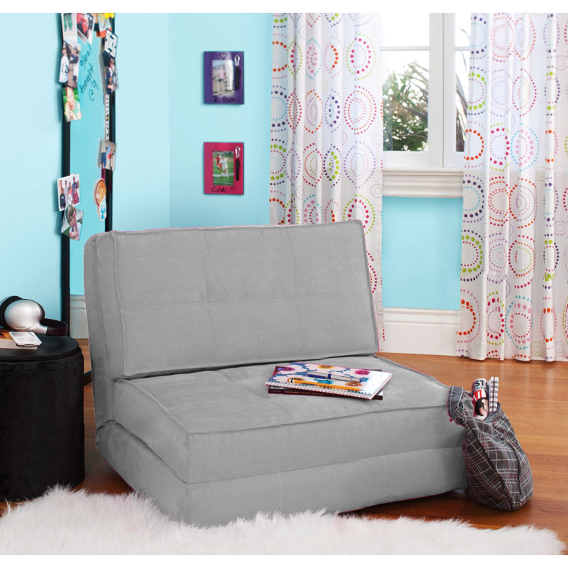 Convertible Flip Lounge Chair, Silver Polyester 