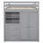 Full Size Loft Bed In Gray With Integrated Wardrobe, Desk, And Storage Size Practical Compartments-344740717