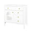 Meuble-lavabo blanc de 35,6 po de style Mid-Century avec verre antique, éclairage activé par le mouvement et beaucoup d'espace de rangement-130048061